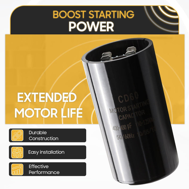 Seentech 400-480 uf/MFD 110-125 VAC ±20% Round Motor Start Capacitor 50/60 Hz AC Electric Universal Fit for AC Motor Run or Fan Start and Cool or Heat Pump Air Conditioner
