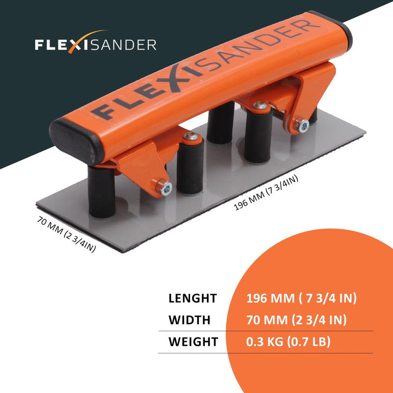 Hand-held flexible sanding board, block Flexisander for sanding curved surfaces with fastening system; vehicle body repairers, shipbuilders, composite and woodworking, cars (7.75 x 2.75 inches) 7.75 x 2.75 inches