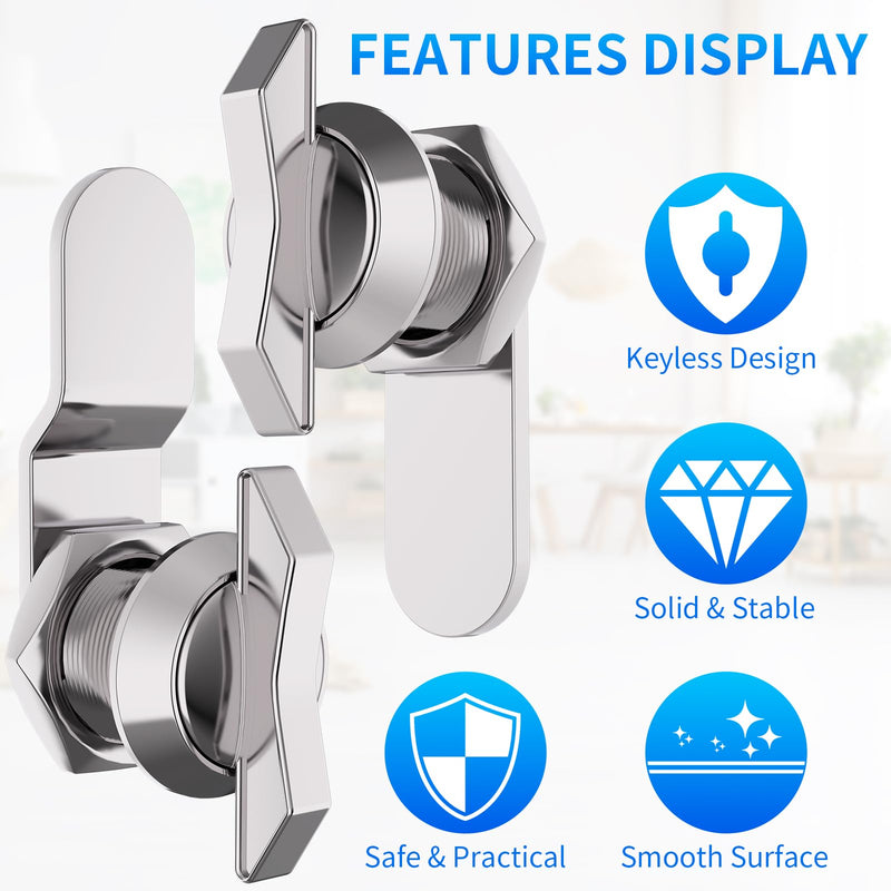 5/8 Inch Thumb Operated Offset Cam Lock, 5Pcs Keyless Compartment Lock for RV, Cabinet Mailbox Drawer Lock Latch, 100% Metal Replacement Lock Cylinder for Storage Door, Camper, Vehicles