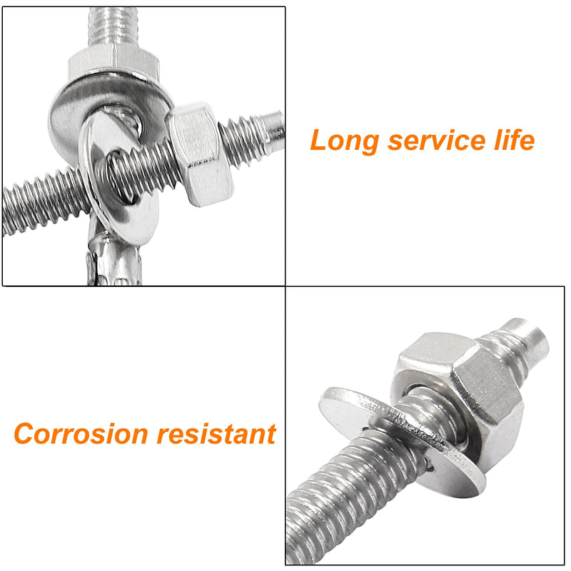BokWin 20 Pcs Stainless Steel Concrete Anchors 1/4 Inchx2-1/4 Inch Wedge Anchors Zinc Plated Wedge Anchors for Concrete 1/4"*2-1/4"