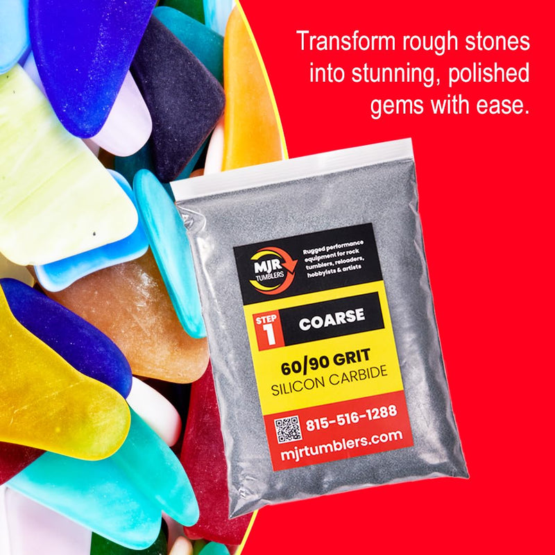 1lb of MJR Tumblers Premium 60/90 Coarse Silicon Carbide Rock Polishing Grit for Step/Stage 1, MJR Tumblers is a Disabled and Veteran Owned Company Proudly Located in USA 1 LB