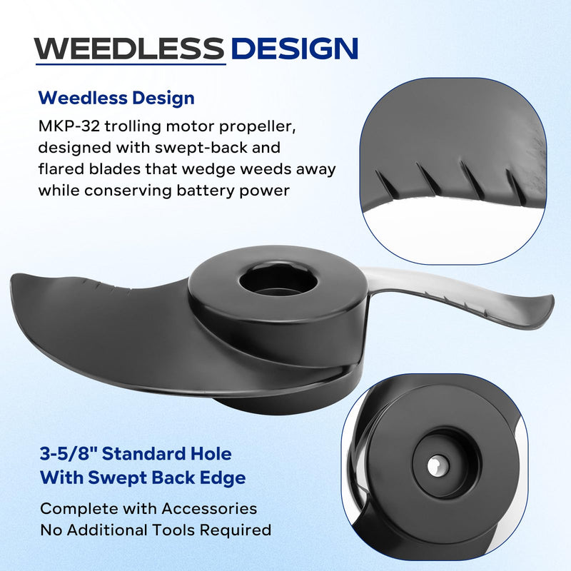 MKP-32 Weedless Wedge 2 Prop Compatible with Minn Kota 3-5/8" Motor Diameter, #2091160#1865017 Trolling Motors Prop Fit for Minn Kota Trolling Motor Replacement Parts