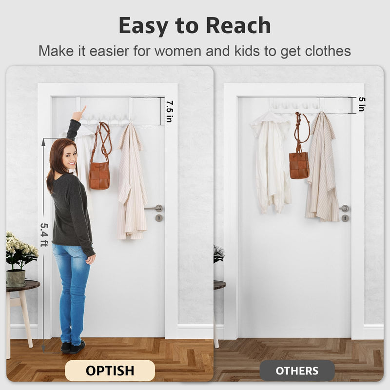 Over The Door Hooks, Over The Door Hanger Hook, Over The Door Towel Rack for Bathroom, Door Towel Hanger for Hanging Coats Hats (1Pack，White) 1 White