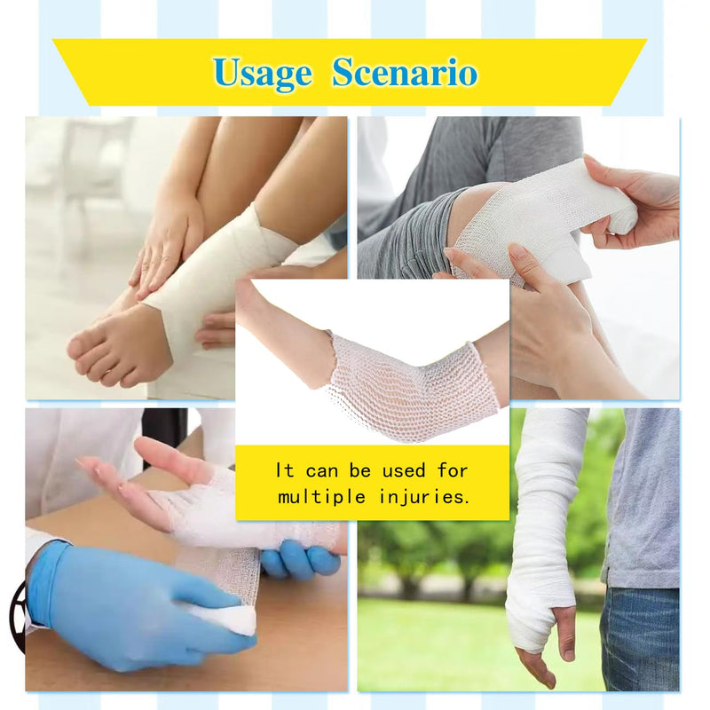 2 Roll Tubular Bandage, Stretch Dressing Retainer Tubular Webbing, Tubular Gauze Stockinette Tubing for Legs, Stretch Netting for Wound Care Without The Use of Adhesive Tape (2 Sizes) White