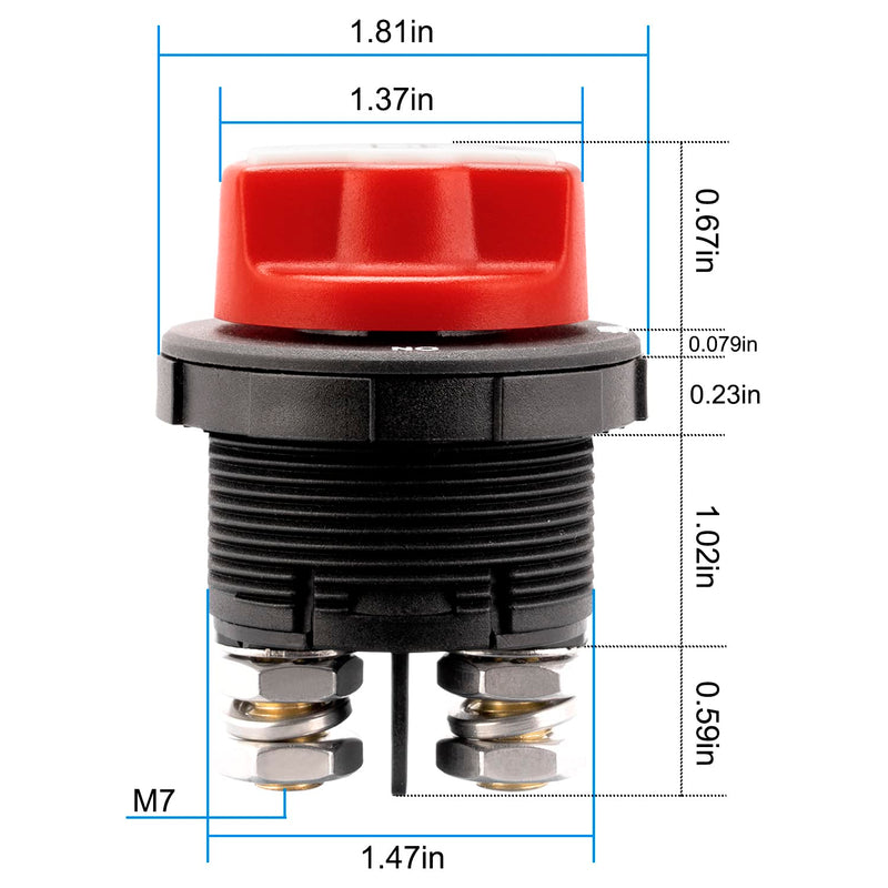 Mini Battery Switch Disconnect for Marine Boat Car Off-Road Vehicle Truck RV, 12-32V DC (Panel Mount-100A) Panel Mount-100A