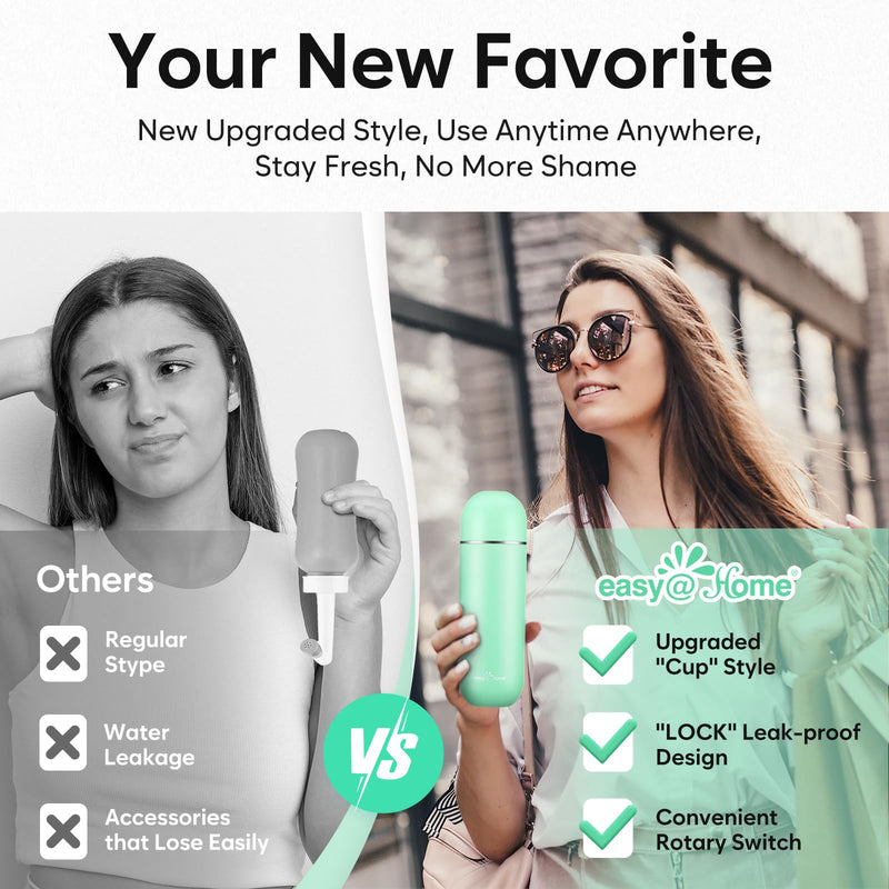 Easy@Home Portable Bidet for Travel: Peri Bottle for Postpartum Care - Handheld Sprayer for Women & Men | 380ml(12.8oz) Large Personal Hygiene Cleaning Bottle | EPB-01 Green