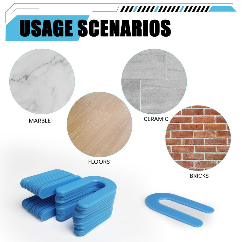 200 Horseshoe Tile Spacers, 1/16-Inch U-Shaped Plastic Spacers for Tile Leveling System Floor Wall Tile Installation 1/16"-200 Pcs