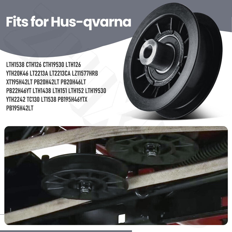 532194326 532407287 V-Groove Idler Pulley and 532194327 Flat Idler Pulley Set Compatible with Husqvarna Craftsman Sna-pper Poulan Jonsered Mower LTH1538 LGT2554 917287220 194326 194327 407287