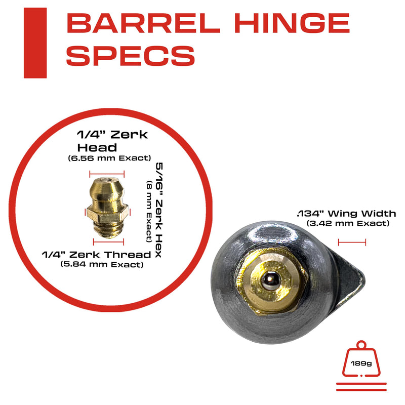 5” Inch Weldable Bullet Hinge – Heavy Duty Barrel Hinges – Weld On Gate Hinges – Weldable Door Hinges – Weld BBQ Smoker Hinge – 5.01" Inch x .774" Inch – Heavy Duty Steel TearDrop Body Pin Grease Zerk 2 Pack Raw Polished Metal