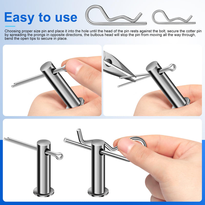 220PCS Cotter Pin Assortment Kit, 13 Sizes Premium 304 Stainless Steel Cotter Pins, Heavy Duty R Clips & Hairpin Cotter Pin Set, Hardware Pins for Automotive, Trailer, Hitch Pin Lock System