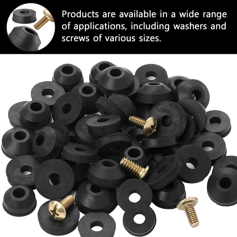 58 Pcs Rubber Washers for Outdoor Faucet Repairing, Assorted Flat and Beveled Faucet Washers Hose Repair Kit with Brass Bib Screws Water Hose Gasket Rings for Garden Faucet Stem Leak Worn Replacement