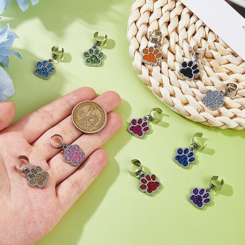 SUPERFINDINGS 12Pcs Dog Paw Stethoscope Charm Cute Personalized Adjustable Stethoscope Charms Accessories Alloy Enamel Stethoscope Pendant Decorations for Nurse Doctor Medical Workers
