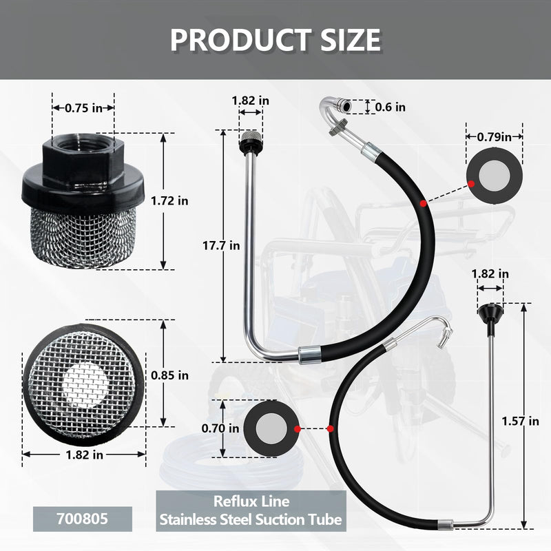 Airless Paint Sprayer Suction Hose & Reflux Line Kit for Graco 390 Suction Hose and Refux Line Sets