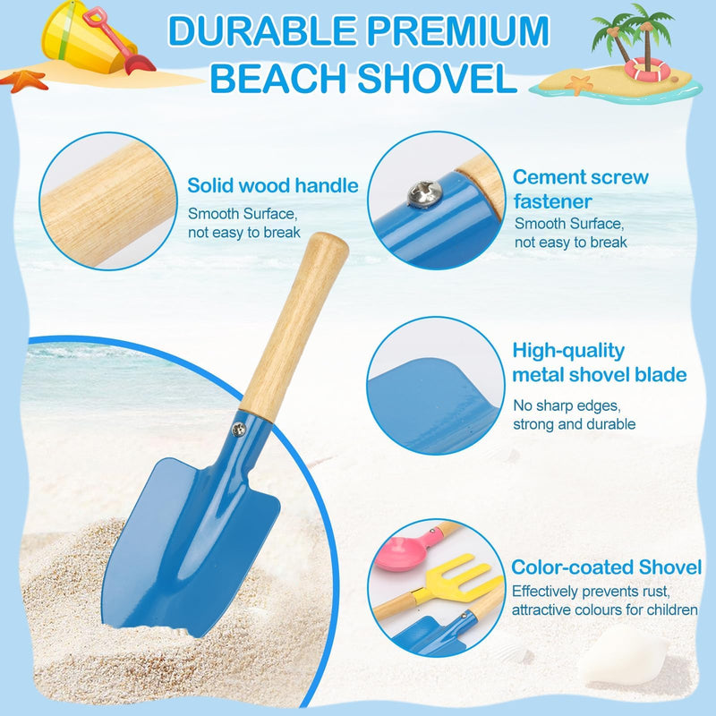 Mototo 9 PCS Beach Sand Sifter Tools Set Shark Tooth Sifter Beach Mesh Shovel with Shell Bags Collapsible Beach Bucket for Shells Collecting Shark Tooth Game Tools