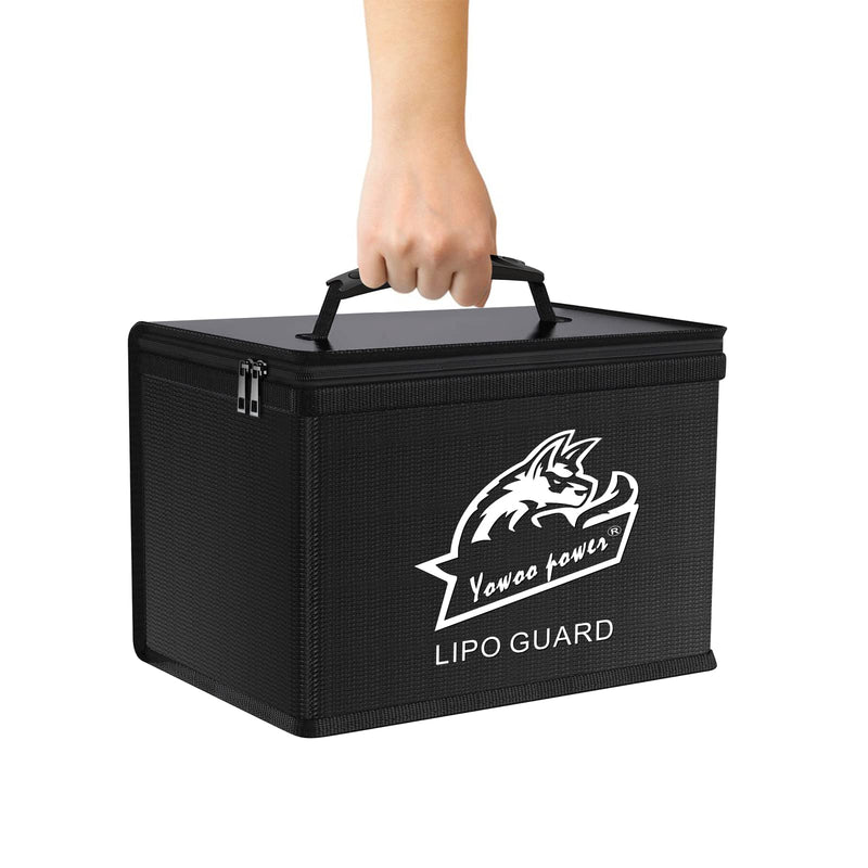 Yowoo Lipo Safe Bag, Fireproof Explosionproof LiPo Battery Bag, Large Space Highly Sturdy Double Zipper Lipo Battery Guard for Storage and Charging (10.63x6.69x6.69 inch)