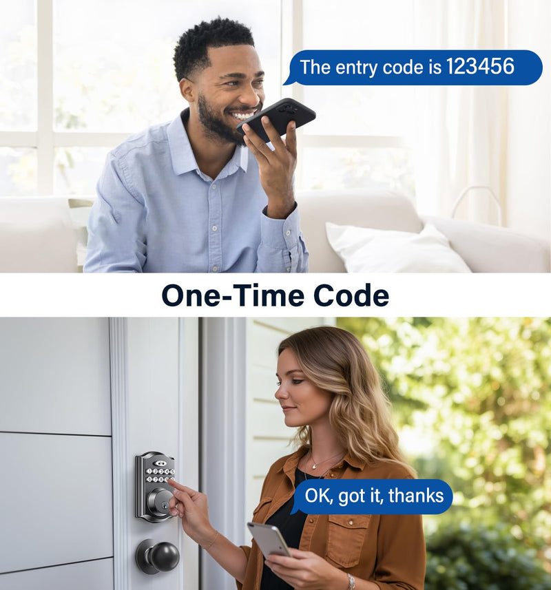 Keyless Entry Door Lock with 2 Knobs, Electronic Backlit Keypad Deadbolt with Handle Set, Auto Lock, One-time Codes, Smart Deadbolt for Front Door, Easy Installation (Matte Black) Matte Black