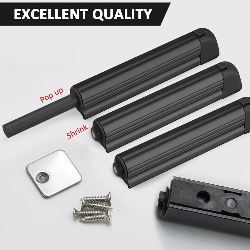 Magnetic Push Latch, Cabinet Door Magnets, Magnetic Door Latch for Cabinet Doors, Wardrobe, Drawer Hidden Pull Tip 10 Pack Black