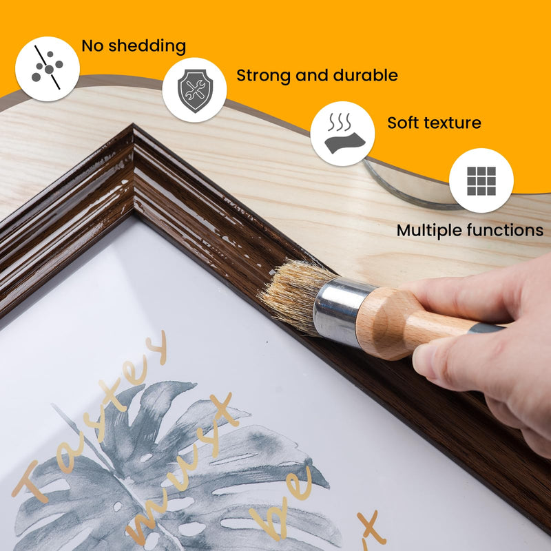 Mister Rui Chalk Wax Paint Brush, 3pcs, Chalk Paint Brushes for Furniture, Small Wax Brush for Chalk Paint, Acrylic Paint, Milk Paint, Natural Bristles Stencil Brushes, No Shedding WB002 3 small