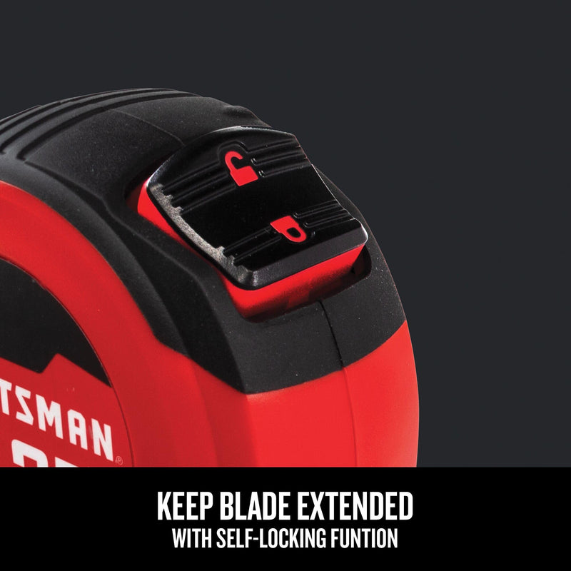 CRAFTSMAN 25-Ft Tape Measure with Fraction Markings, Retractable, Self-Locking Blade (CMHT37225) 25-Foot