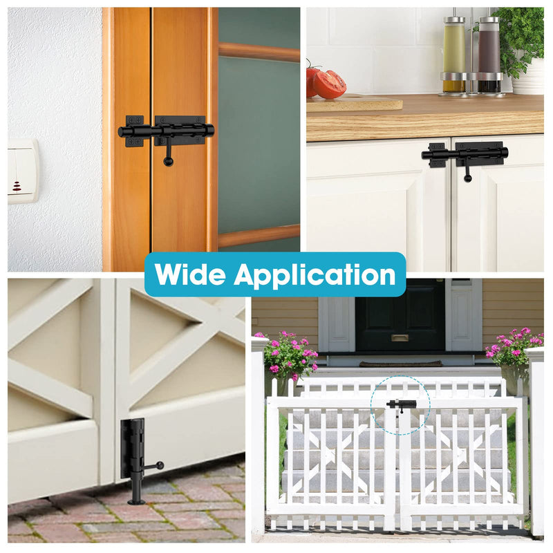 Slide Bolt Gate Latch Hardware, Barrel Bolt Latch, 6.3 Inch Heavy Duty Solid 304 Stainless Steel Black Finish Lock for Wooden Fence/Shed/Yard/Barn Door/Interior and Outdoor (Black)