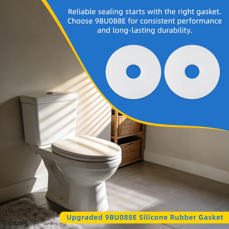 9BU088E Silicone Rubber Gasket Fits Toto Aquia, Gerber Dual-Flush Toilets | Made for Costco Watermark One-Piece Models and for Mirabelle,Toilet Gasket Replacement -2Pack