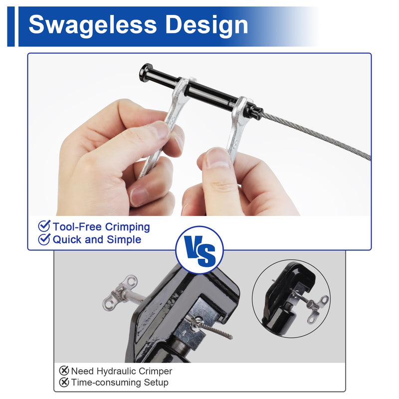 BLIKA 20 Pack 3/16" Black Swageless Invisible Cable Railing Kits 3/16"