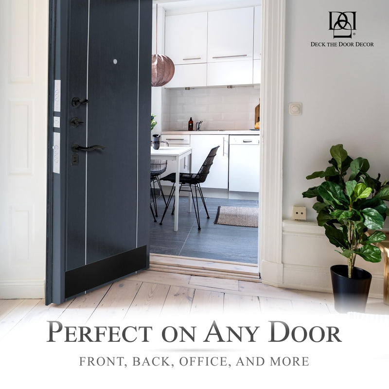 Magnetic Rubber Door Kick Plate - UV Printed Faux Finish - Elegant Accent & Durable Protection for Doors - Exterior Home Decor - Easily Mount On Steel Doors - Faux Satin Black, 8"x34" 8x34"