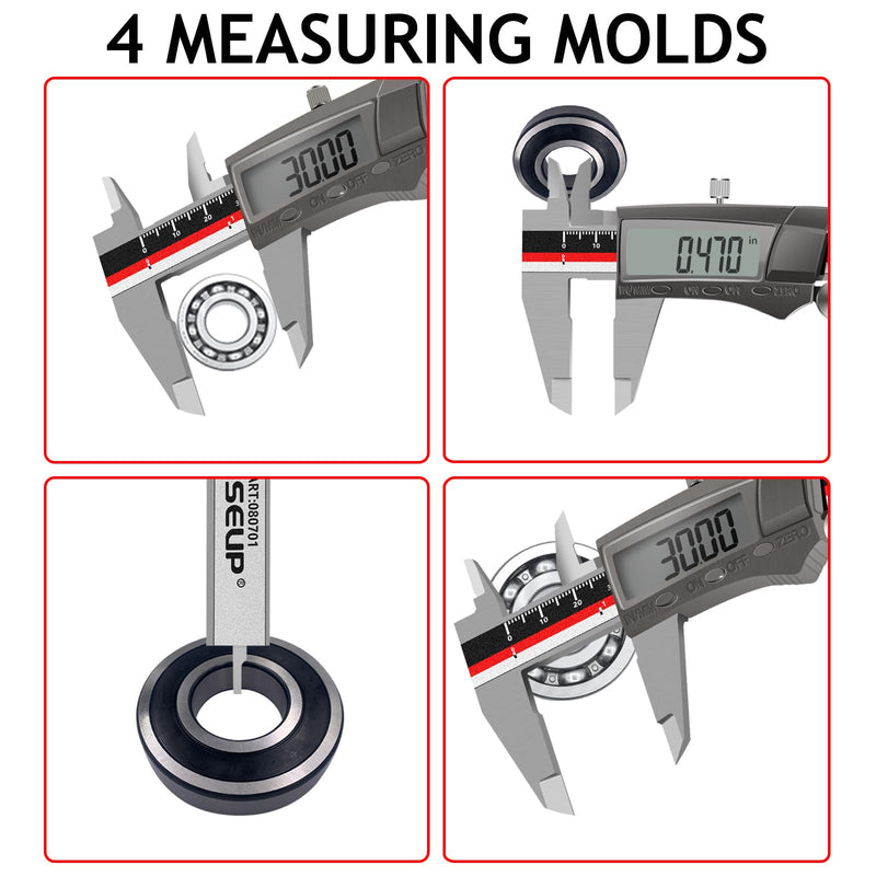 WISEUP Digital Caliper Measuring Tool,Stainless Steel Waterproof and dustproof Digital Caliper, 6inch / 150 mm Vernier Caliper Digital with Large LCD Screen，Extreme Accuracy Fowler Digital Caliper