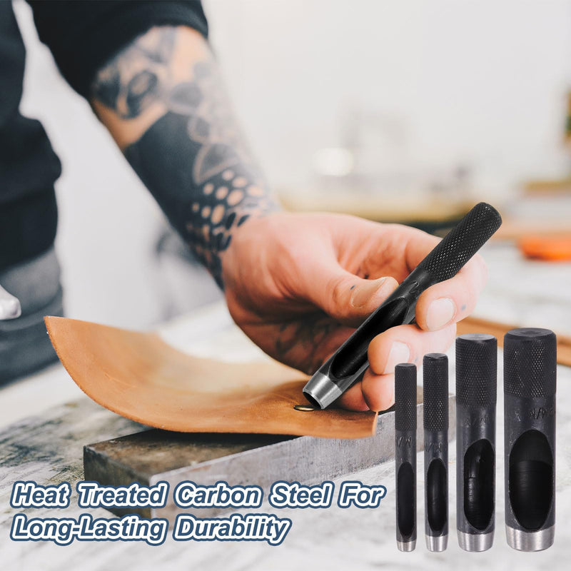 HARFINGTON 2pcs Leather Hole Punch 24mm Hollow Round Hole Puncher Cutter Carbon Steel Tool for Watch Cloth Belt Gaskets DIY Leather Craft Repair, Black 2