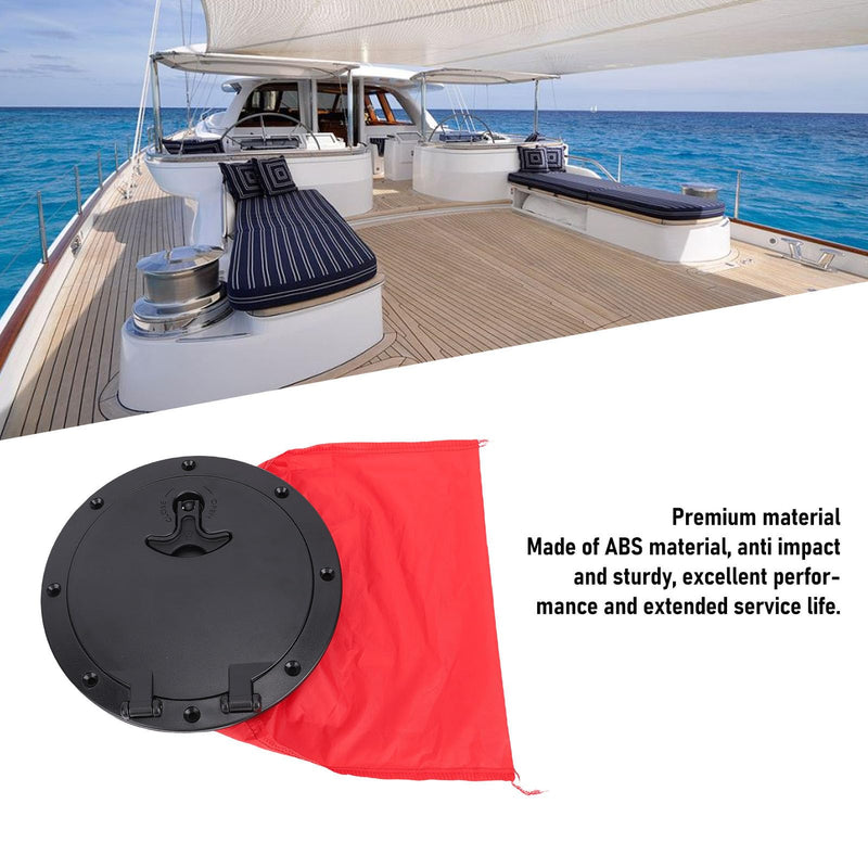 Black Deck Plate Kit Deck Hatch with Storage Bag for Fishing Kayak Boating 6 Inch