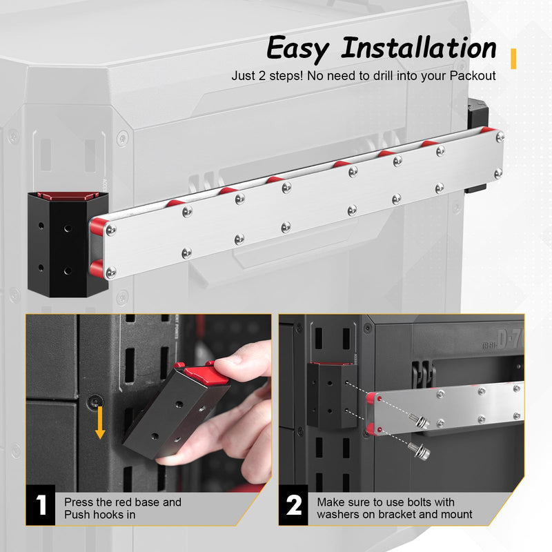 Power Drill Holder Fits for ToughBuilt StackTech Tool Box, Side Rail Tool Organizer for Screwdrivers, Wrenches, Tape Measures, No-Drill Installation