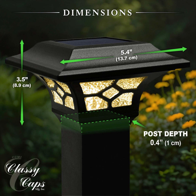 Classy Caps SLZ332B Kingston Solar Post Cap,- Fits 2" x 2", 2.5" x 2.5" and 3" x 3" Posts, Black Powder Coated Aluminum