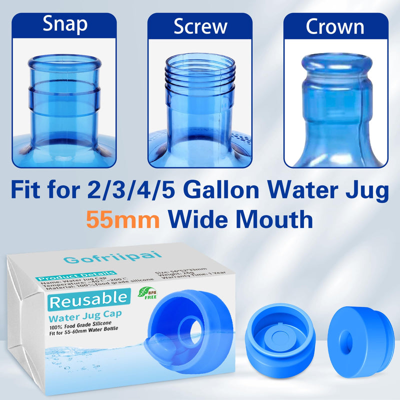 3 and 5 Gallon Water Jug Cap, Silicone Reusable Replacement Cap, Non Spill Bottle Caps for 55mm Bottle Water Dispenser Caps - Pack of 3 - NewNest Australia