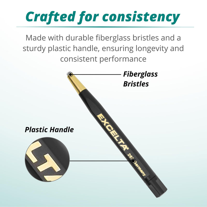 Excelta Fiberglass Scratch Brush, Retractable & Refillable, Plastic Handle, Ideal for Fine Deburring, Polishing, Rust Removal, Cleaning & Etching, Intermediate 4.75" Scratch Brush, Refillable, Fiberglass