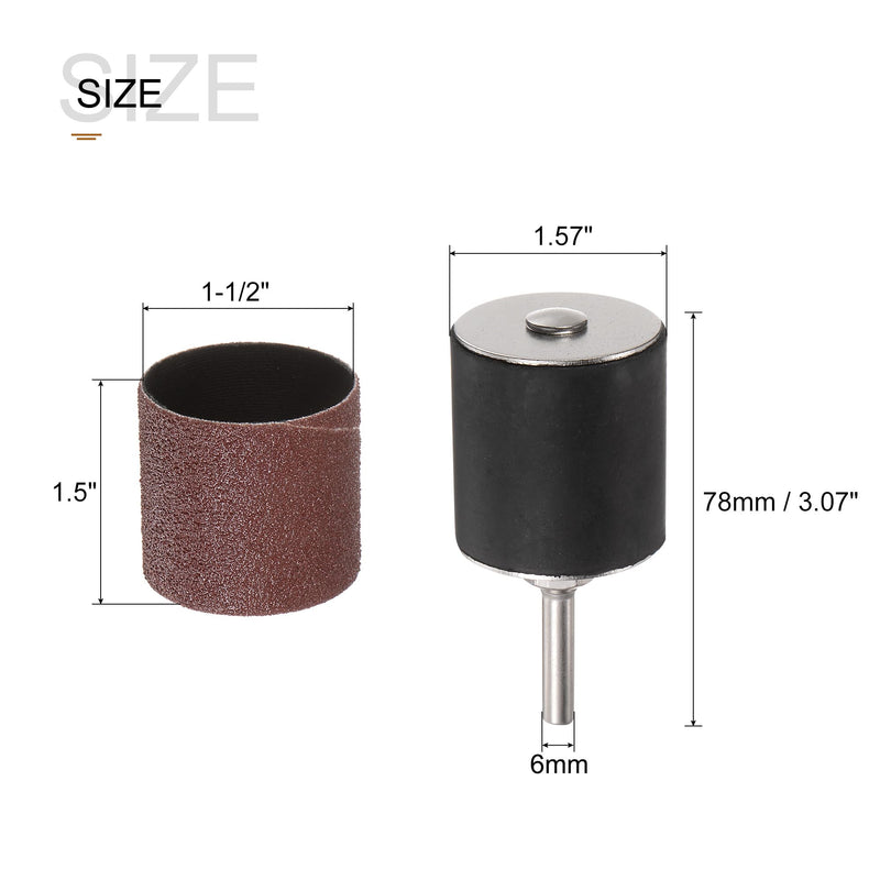 uxcell 12 Pcs 1-1/2 Inch Sanding Sleeves Sandpaper Set 80 Grit with 1 Inch Drum Mandrels for Rotary Tools