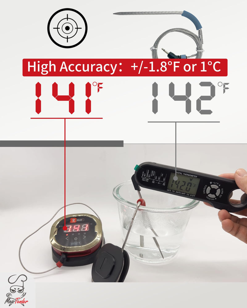 4-Pack Replacement Meat Temperature Probes for Weber Probe, iGrill & Weber Connect Smart Grilling Hub, 2.5mm Plug 48in Cable, ±1°C Accurate Washable Thermometer Probes, Color-Coded, -22°F to 572°F 4 Meat Probes(No Cable Organizer)