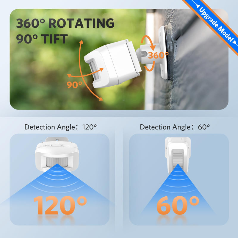 Driveway Alarm Motion Sensor - Driveway Alarms Wireless Outside Weatherproof Motion Detector Presence Outdoor Detector Door Home Security System Gate Mailbox Alert 1 Receiver and 2 Sensors
