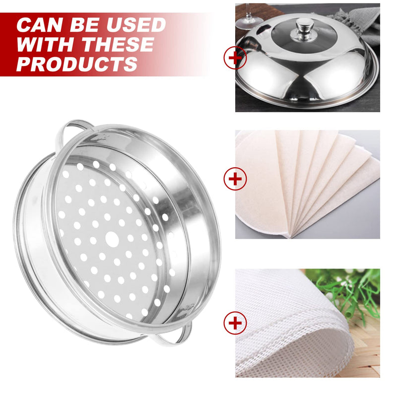 DOITOOL Stainless Steel Steamer Basket 8.66 X 7.08 X 2.44 in Food Steaming Basket for Dumplings Fish Seafood Rice Eggs Potatoes Dishwasher Safe Kitchen Cooking Insert