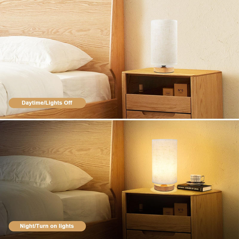 Table Lamp for Bedroom - Small Beside Lamps for Night Stands Home Office - Minimalist Design Warm Light Mini Boho Lamp - Fits in Kids,Living,Nursey Room,College Dorm - Awesome Gift Choice Round - Set of 1
