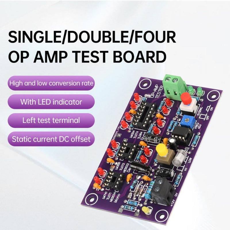 Operational Amplifier Testing Module Board, OP AMP Tester for Single, Double, Quad with DC12V T2, Ideal for Electronics Testing & Experiments