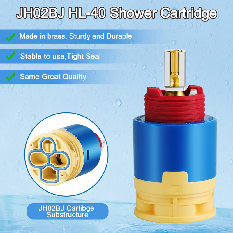 JL02BJ HL-40 Ceramic Pressure Balance Shower Cartridge,40mm Shower Faucet Cartridge Replacement,for Tub and Shower Valves