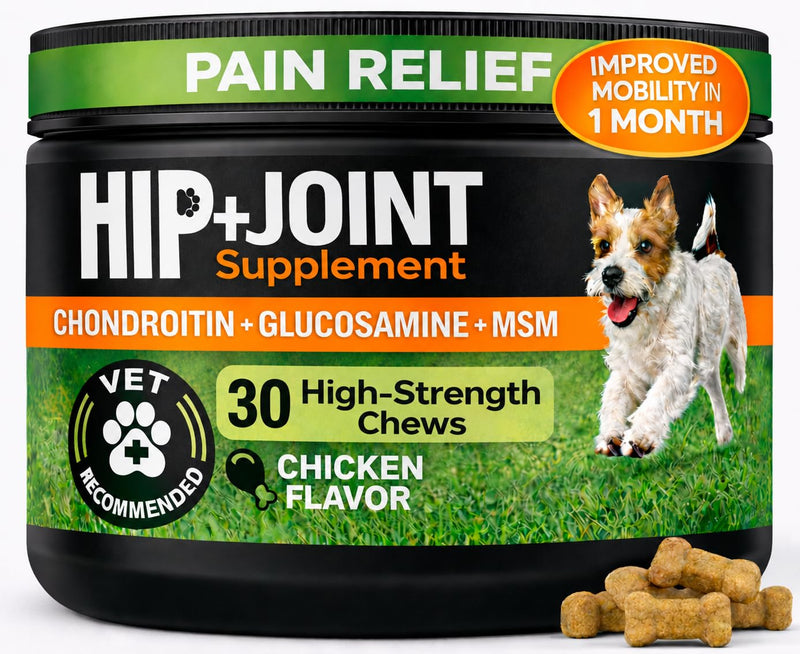 Glucosamine for Dogs – Hip and Joint Supplement Chews for Small, Medium & Large Dogs – Joint Pain & Mobility Support – Soft Chews for Pain and Inflammation Relief, 30 Chews