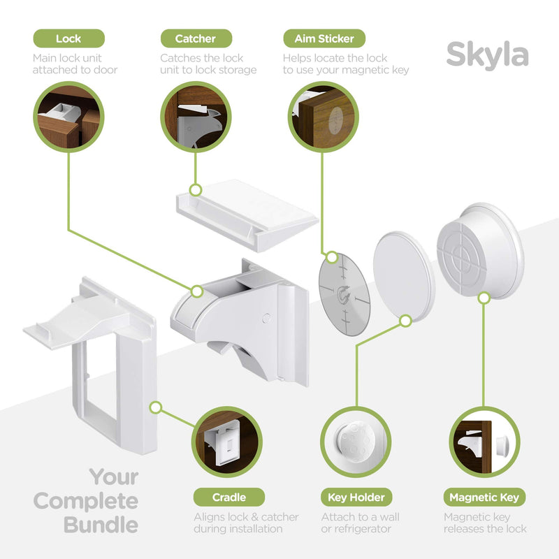 SKYLA HOMES Magnetic Cabinet Locks Baby Proofing Child Safety - The Safest Quickest and Easiest Multi-Purpose 3M Adhesive Child Proof Latches, No Screws or Tools Needed (20 Pack) 20 Pack