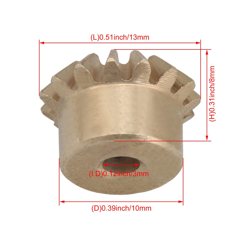 CNBTR 15T Copper 0.8 Modulus Tapered Bevel Gear Wheel 3mm Bore 10mm Outer Dia