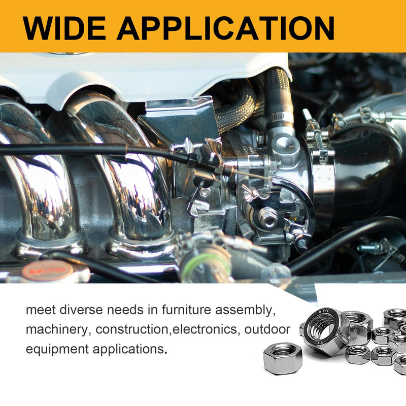 150 PCS SAE Hex Nuts Assortment Kit - 6-32 8-32 10-24 1/4-20 5/16-18 3/8-16 1/2-13 Sizes, 304 Stainless Steel - Heavy-Duty Construction Fasteners for DIY Projects and Professional Use Sae Mix 150pcs