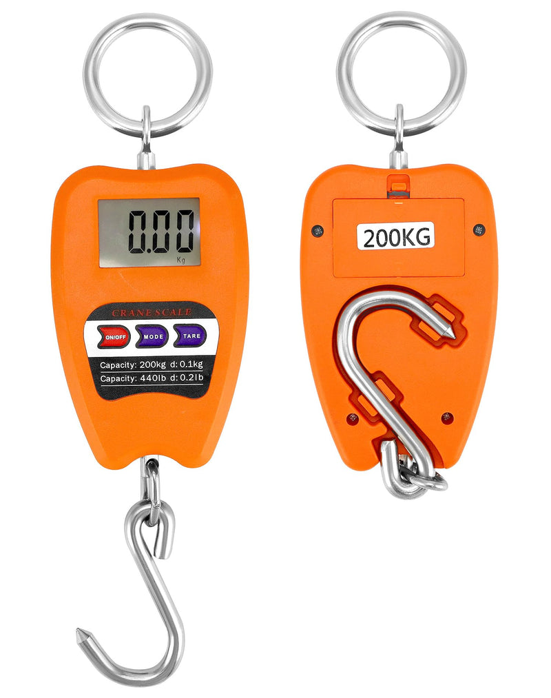 QWORK Hanging Weight Scale, 200kg/440lbs Digital Crane Scales Fish Weighing Scale Aluminum Housing LED Display Scale for Fishing, Weigh Luggage, Home Farm