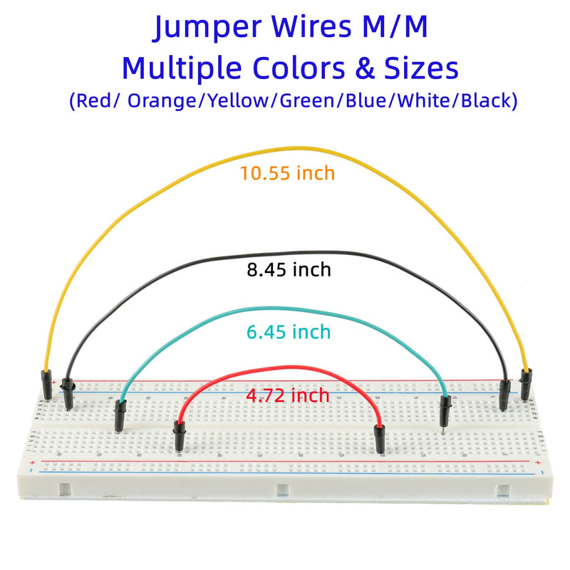 BOJACK 1Pcs 803 Tie points and 1 Pcs 400 Tie Points Solderless Breadboard and 65 Pcs Flexible Breadboard Jumper Wires and 6PCS 170 Points Mini Solderless Breadboard