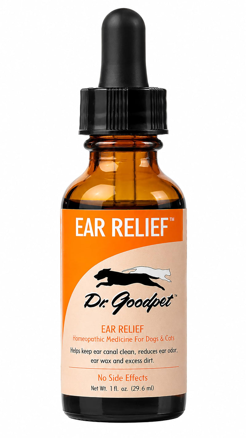 Dr. Goodpet Ear Health Formula for Dogs & Cats | All-Natural Ear Cleanser | Soothes Itches and Cleans Ear Canal | Drops for Irritation & Waxy Buildup | 1 fl oz Bottle w/Dropper