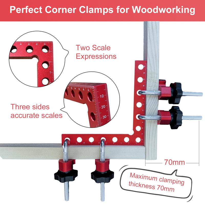 Corner Clamp for Woodworking, 4 Pcs 90 Degree Right Angle Corner Clamps, Premium Aluminum Alloy 5.5"x5.5" Squares for Precise Positioning & Clamping, Ideal for Cabinet & Picture Frame Assembly 4 Pcs Right Angle Clamps