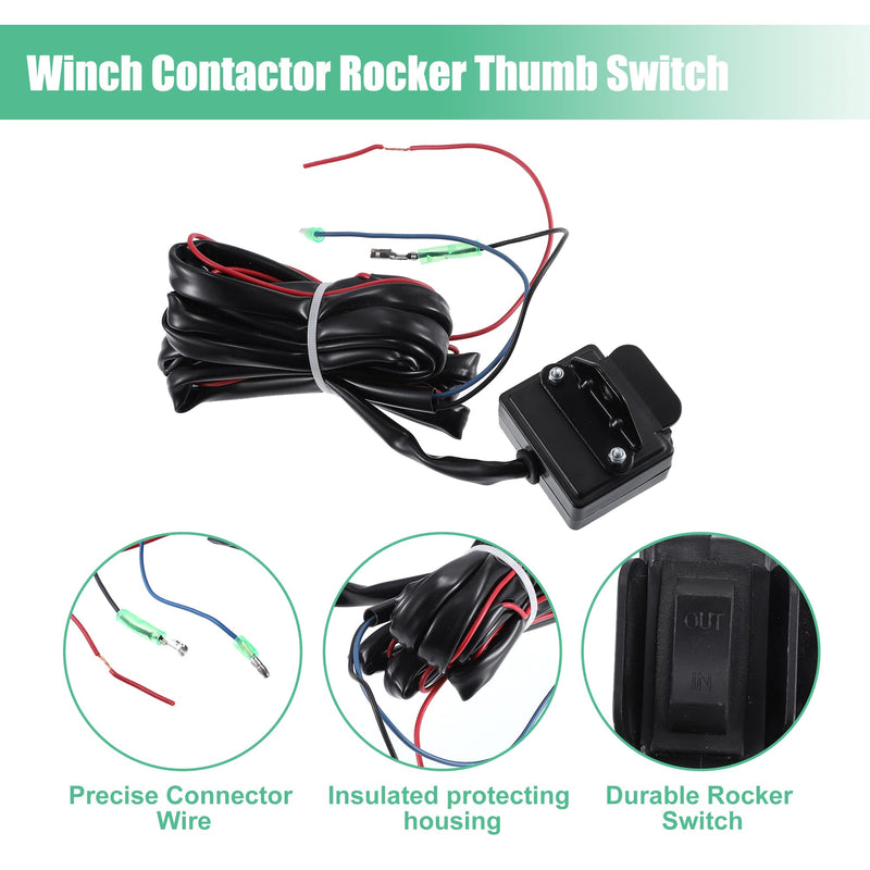 X AUTOHAUX 12V 250A Winch Solenoid Relay Contactor Winch Rocker Thumb Switch Combo ATV 1500-5000lbs for Polaris for Honda for Warn Silver Contactor Solenoid with 6 Insulated Caps 63070 62135
